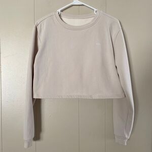 Klassy Network KN Cropped Sweatshirt Small • Beige Long Sleeve • Minimalist Athl